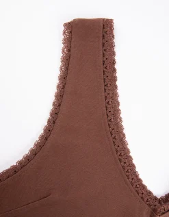 Cropped top - Met kant - lichtbruin