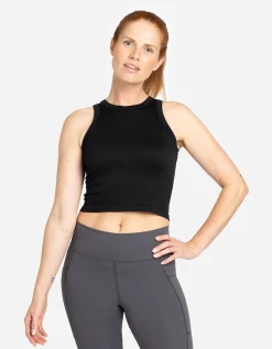 Cropped top - Naadloos - zwart