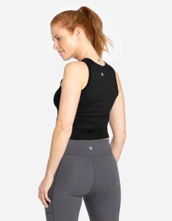 Cropped top - Naadloos - zwart