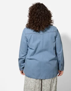 Denim overhemd - Knoopsluiting - lichtblauw