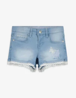 Denim short - Borduursels - lichtblauw
