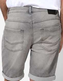Denim short - Vaste pijpomslag - grijs