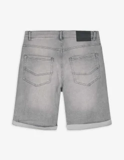 Denim short - Vaste pijpomslag - grijs