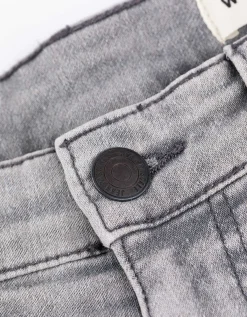 Denim short - Vaste pijpomslag - grijs