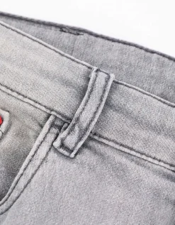 Denim short - Vaste pijpomslag - grijs