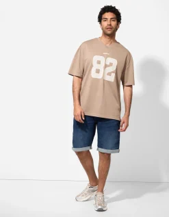 Denim short - Vaste pijpomslag - donkerblauw