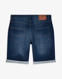 Denim short - Vaste pijpomslag - donkerblauw