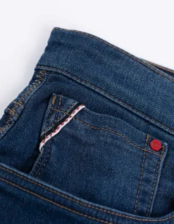 Denim short - Vaste pijpomslag - donkerblauw