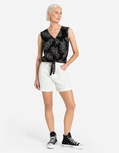 Denim short - Vaste pijpomslag - wit