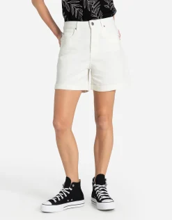 Denim short - Vaste pijpomslag - wit