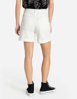 Denim short - Vaste pijpomslag - wit
