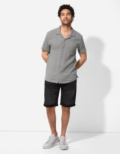 Denim short - Vaste pijpomslag - zwart