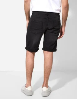 Denim short - Vaste pijpomslag - zwart
