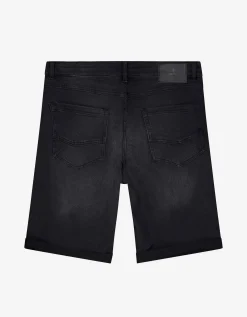 Denim short - Vaste pijpomslag - zwart