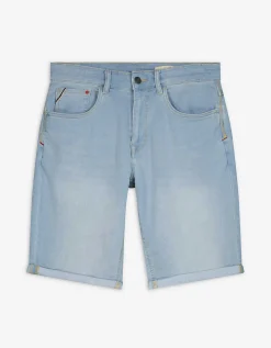 Denim short - Vaste pijpomslag - lichtblauw