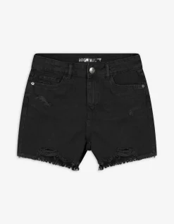 Denim short - Vernietigd - zwart