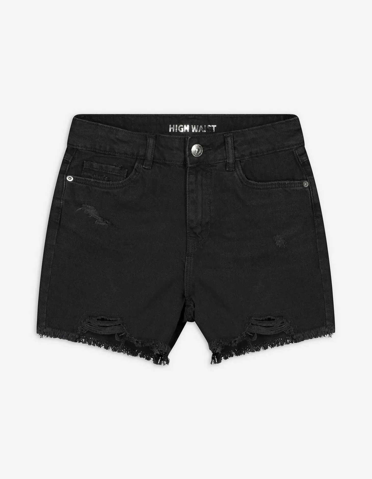 Denim short - Vernietigd - zwart