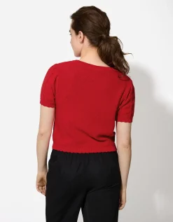 Gebreid overhemd - Breigoed - rood
