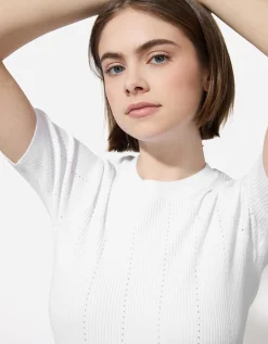 Gebreid overhemd - Geribde structuur - wit