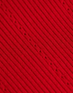 Gebreid overhemd - Geribde structuur - donkerrood