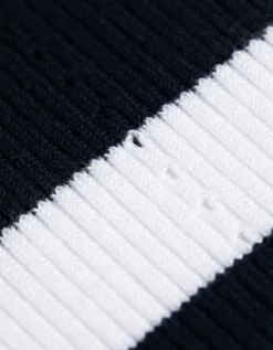 Gebreid overhemd - Geribde structuur - donkerblauw
