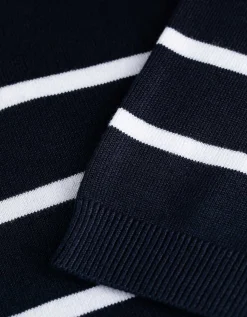 Gebreid overhemd - Opstaande kraag - donkerblauw
