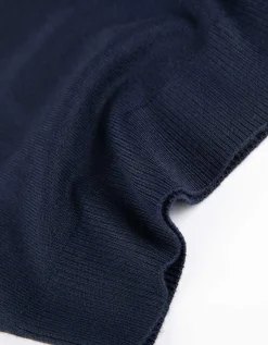Gebreid overhemd - Viscosemix - donkerblauw