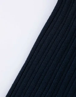 Gebreide jurk - Geribde structuur - donkerblauw