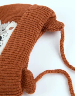 Gebreide muts - Borduursel - bruin