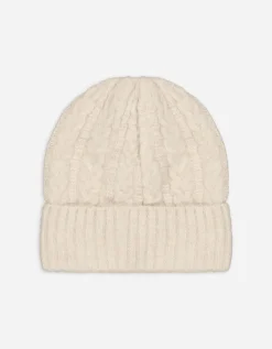 Gebreide muts - kabelpatroon - beige