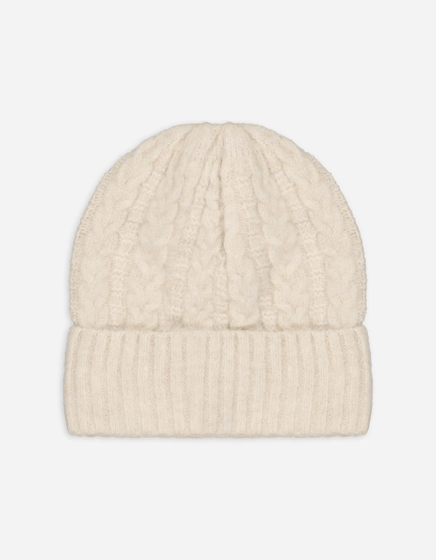 Gebreide muts - kabelpatroon - beige