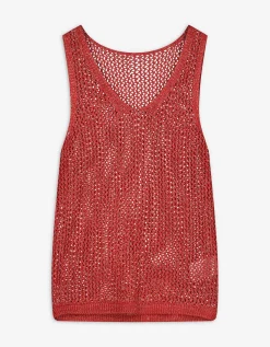Gebreide top - Lurex - donkerrood