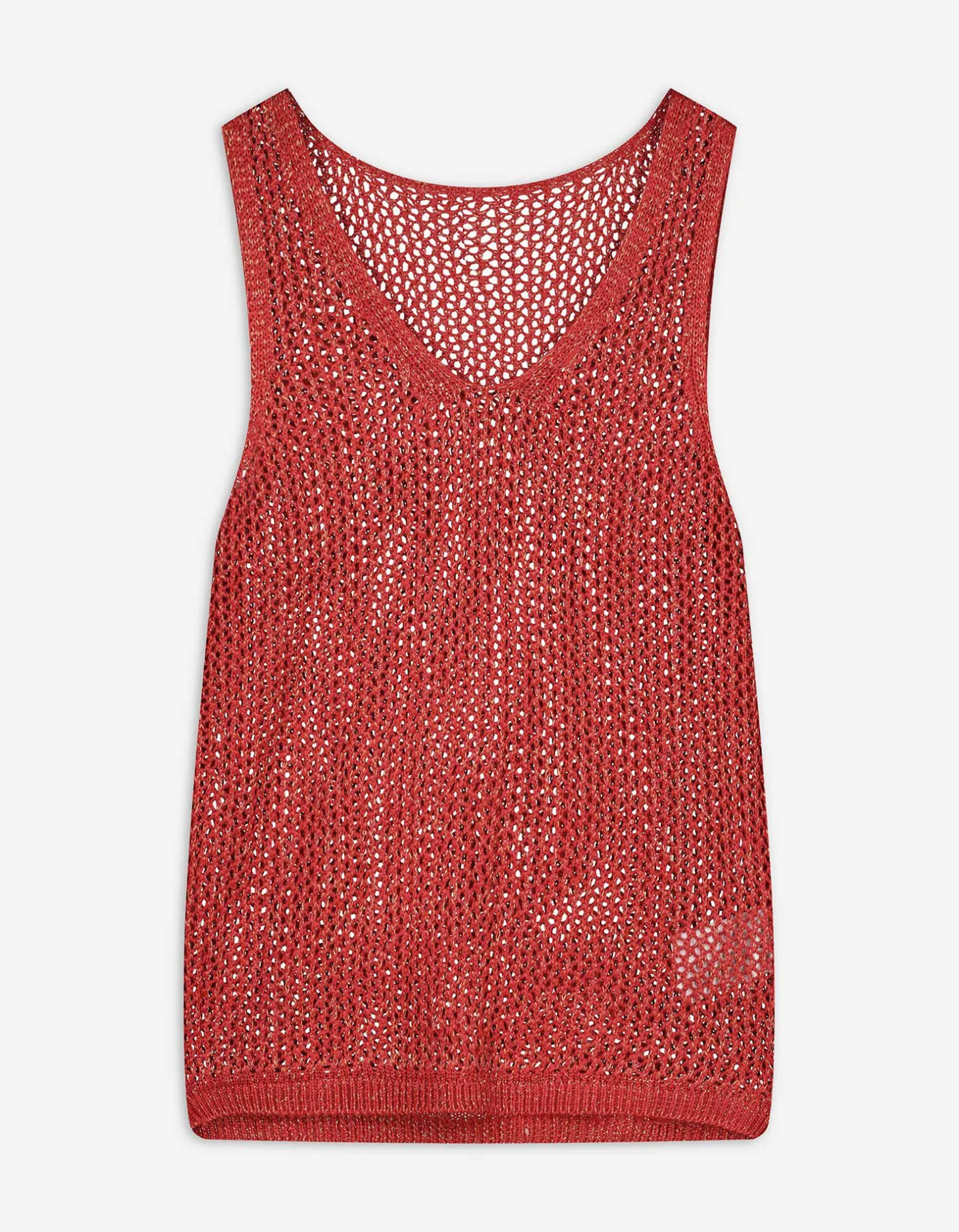 Gebreide top - Lurex - donkerrood