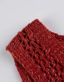 Gebreide top - Lurex - donkerrood