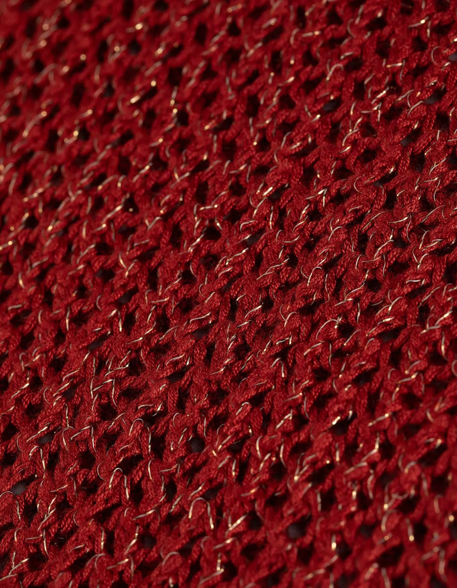 Gebreide top - Lurex - donkerrood