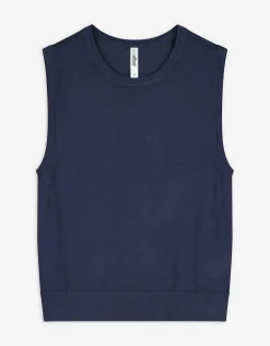 Gebreide top - Viscosemix - donkerblauw