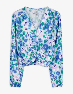 Gesneden shirt met lange mouwen - LENZING&trade; ECOVERO&trade; - wit