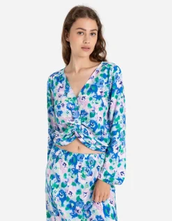 Gesneden shirt met lange mouwen - LENZING&trade; ECOVERO&trade; - wit
