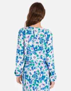 Gesneden shirt met lange mouwen - LENZING&trade; ECOVERO&trade; - wit