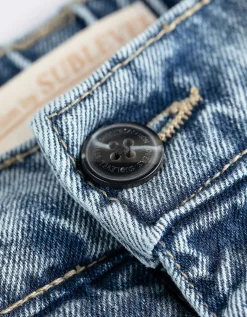 Jeans - Contrastnaden - lichtblauw