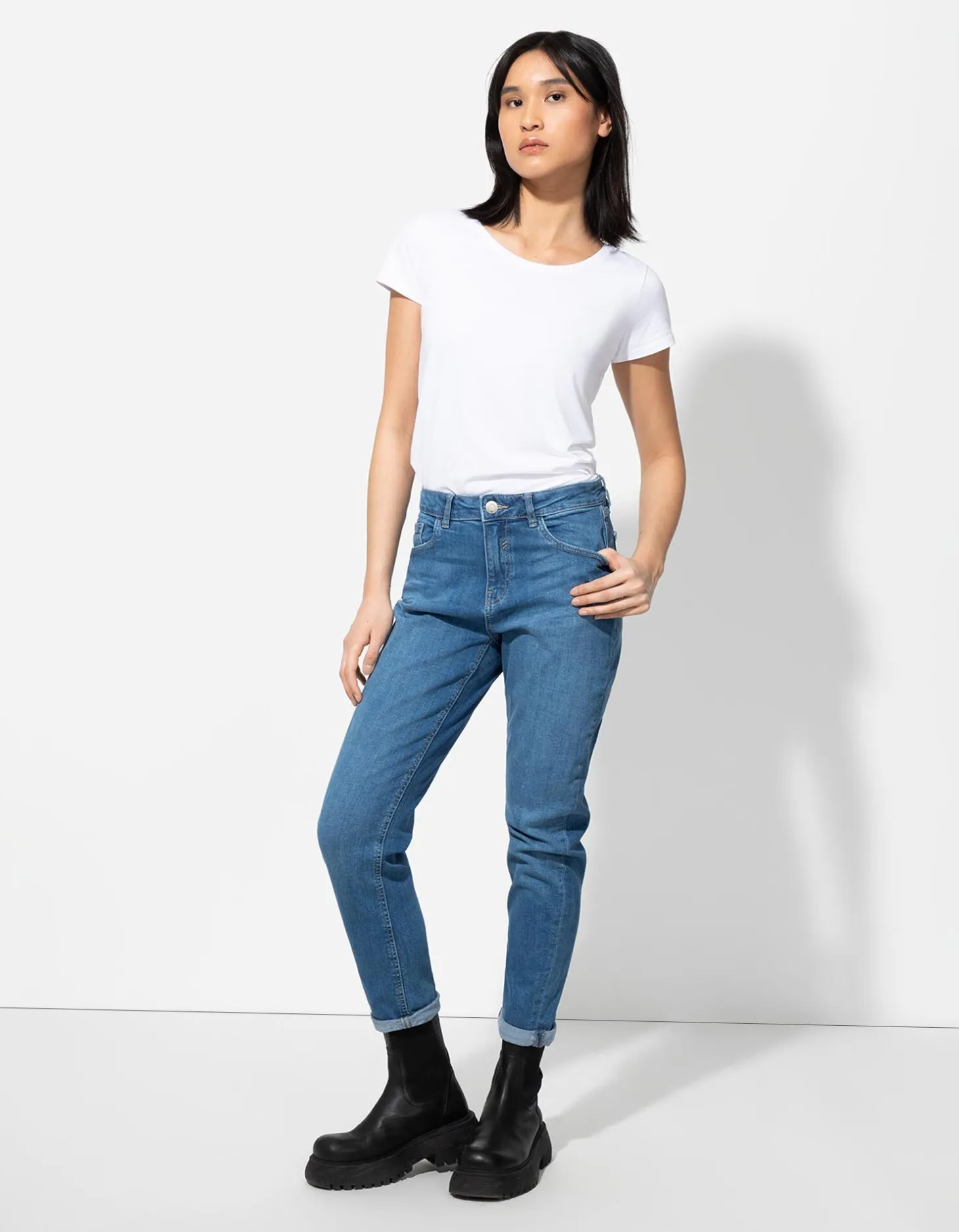 Jeans - Girlfriend fit - blauw