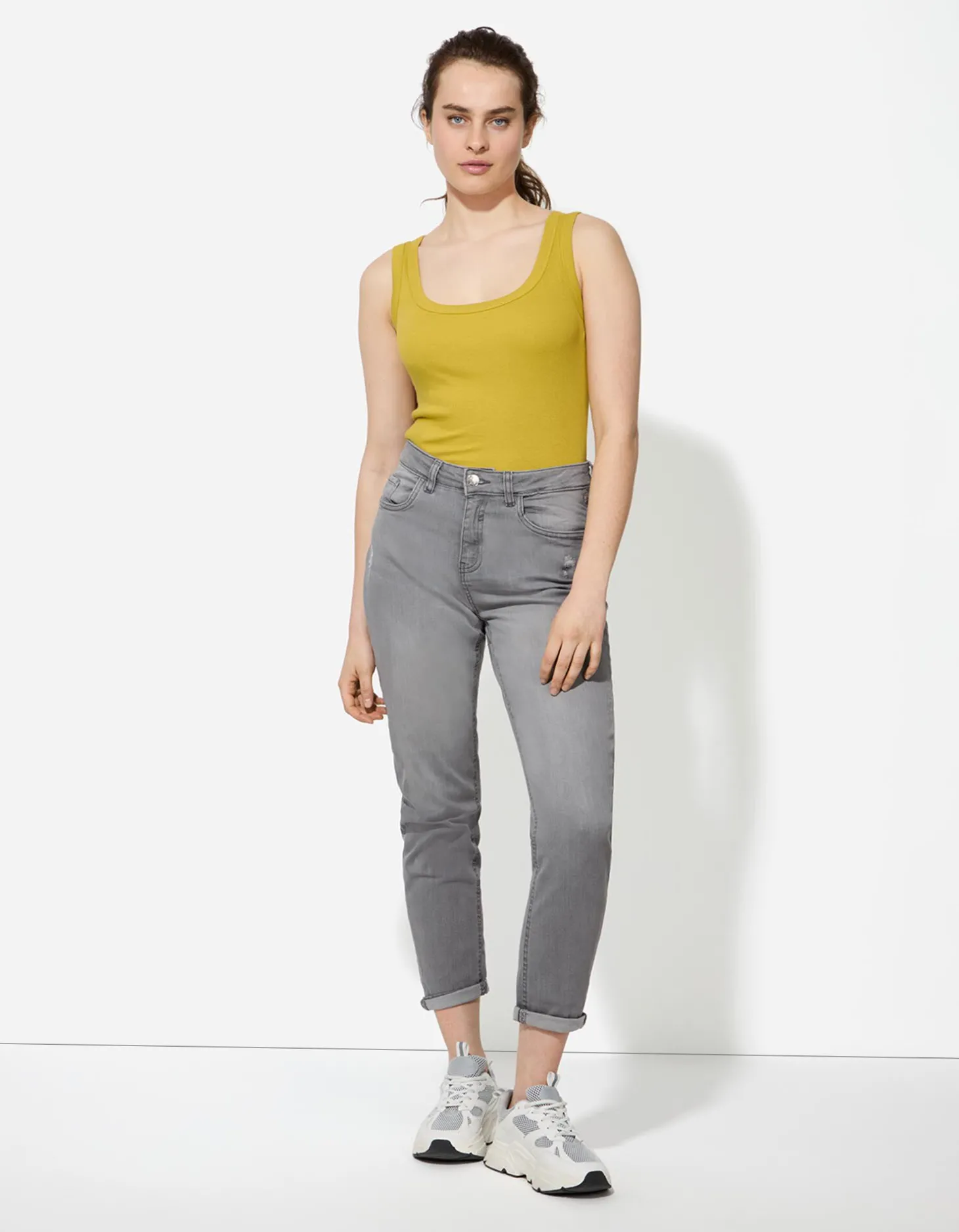 Jeans - Girlfriend fit - grijs