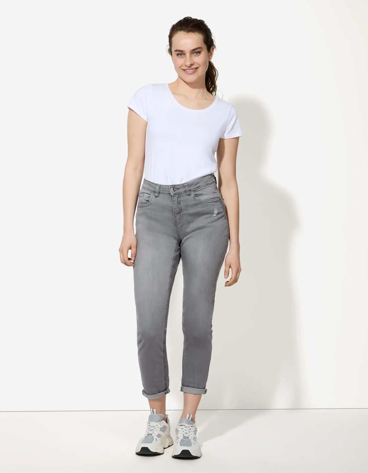 Jeans - Girlfriend fit - grijs