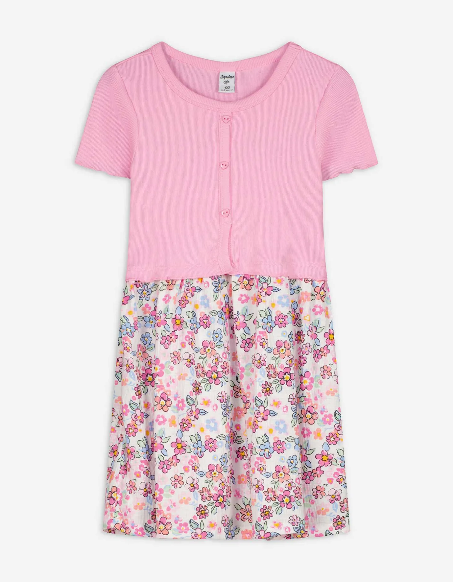 Jurk - Geribde structuur - pink