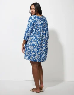 Jurk - LENZING&trade; ECOVERO&trade; - blauw