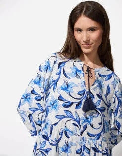 Jurk - Motief all-over - donkerblauw