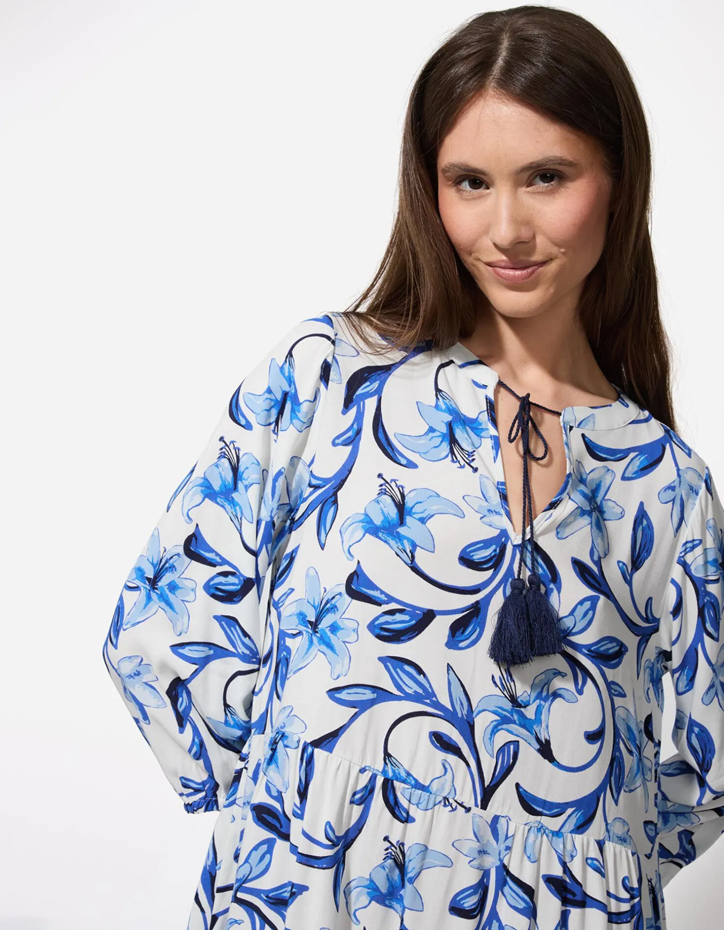 Jurk - Motief all-over - donkerblauw