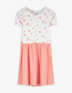 Jurk - Motief all-over - wit