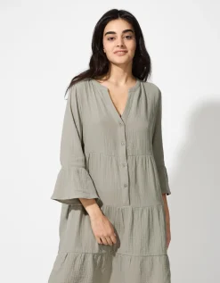 Jurk - Mousseline - groen