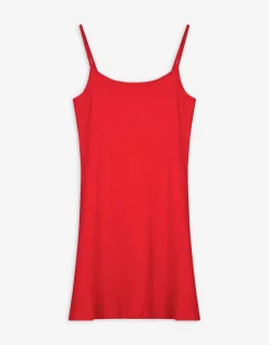 Jurk in A-lijn - Spaghettibandjes - rood